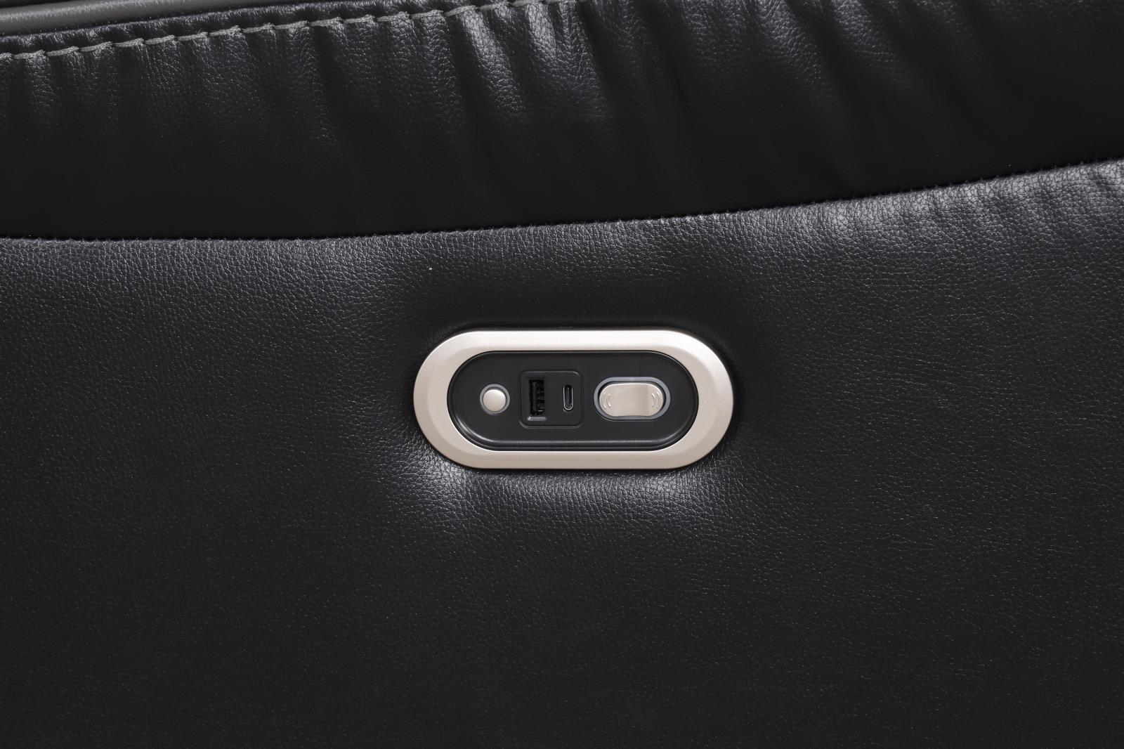 Newnan Black Power Recliner Sectional with Bluetooth Speaker — view 6