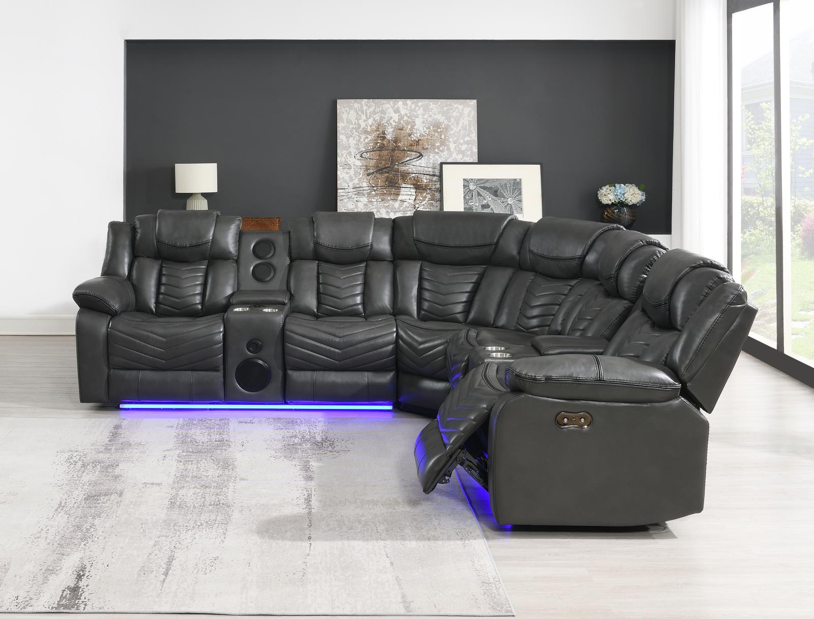 Zenith 3-Piece Gray Power Sectional (S481-Sectional-2) — view 3