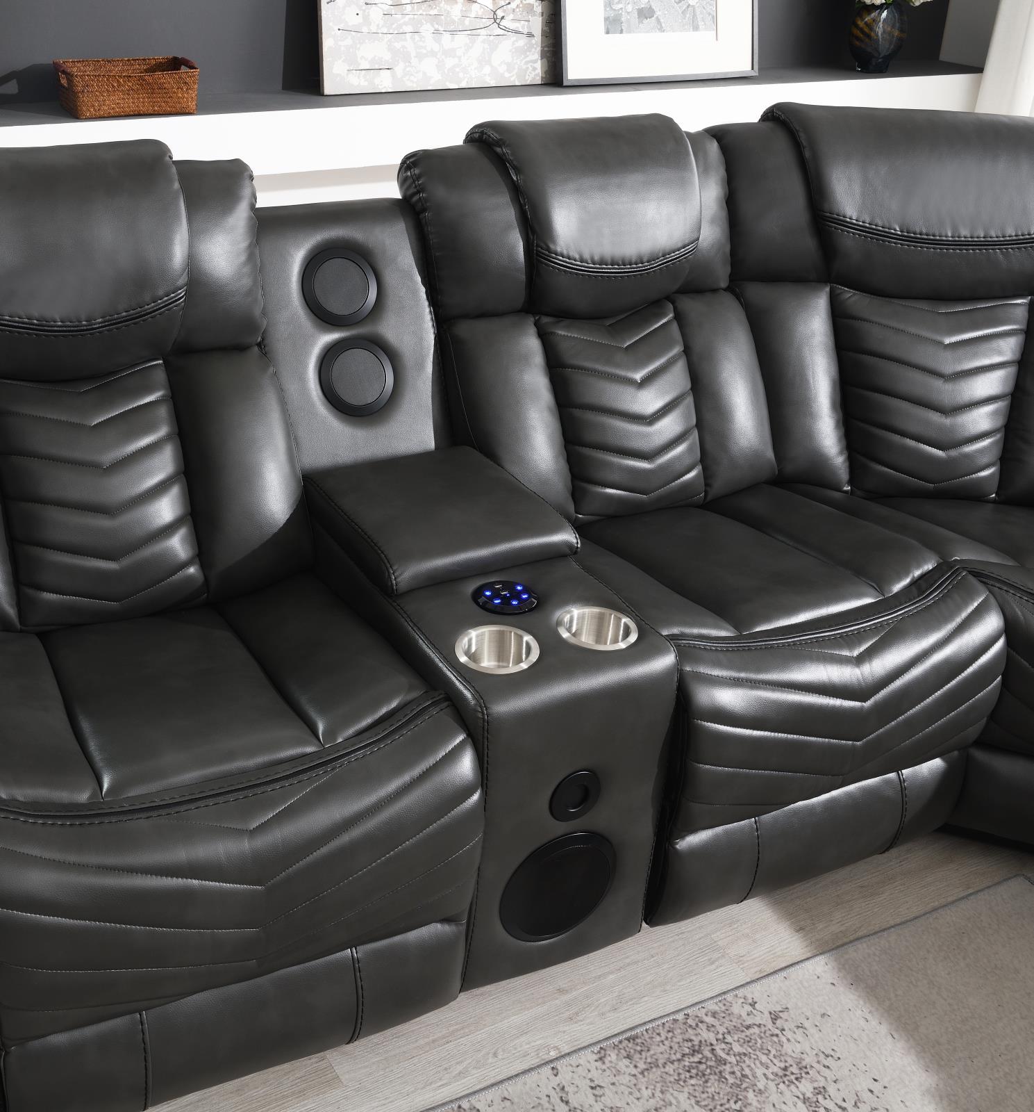 Zenith 3-Piece Gray Power Sectional (S481-Sectional-2) — view 6