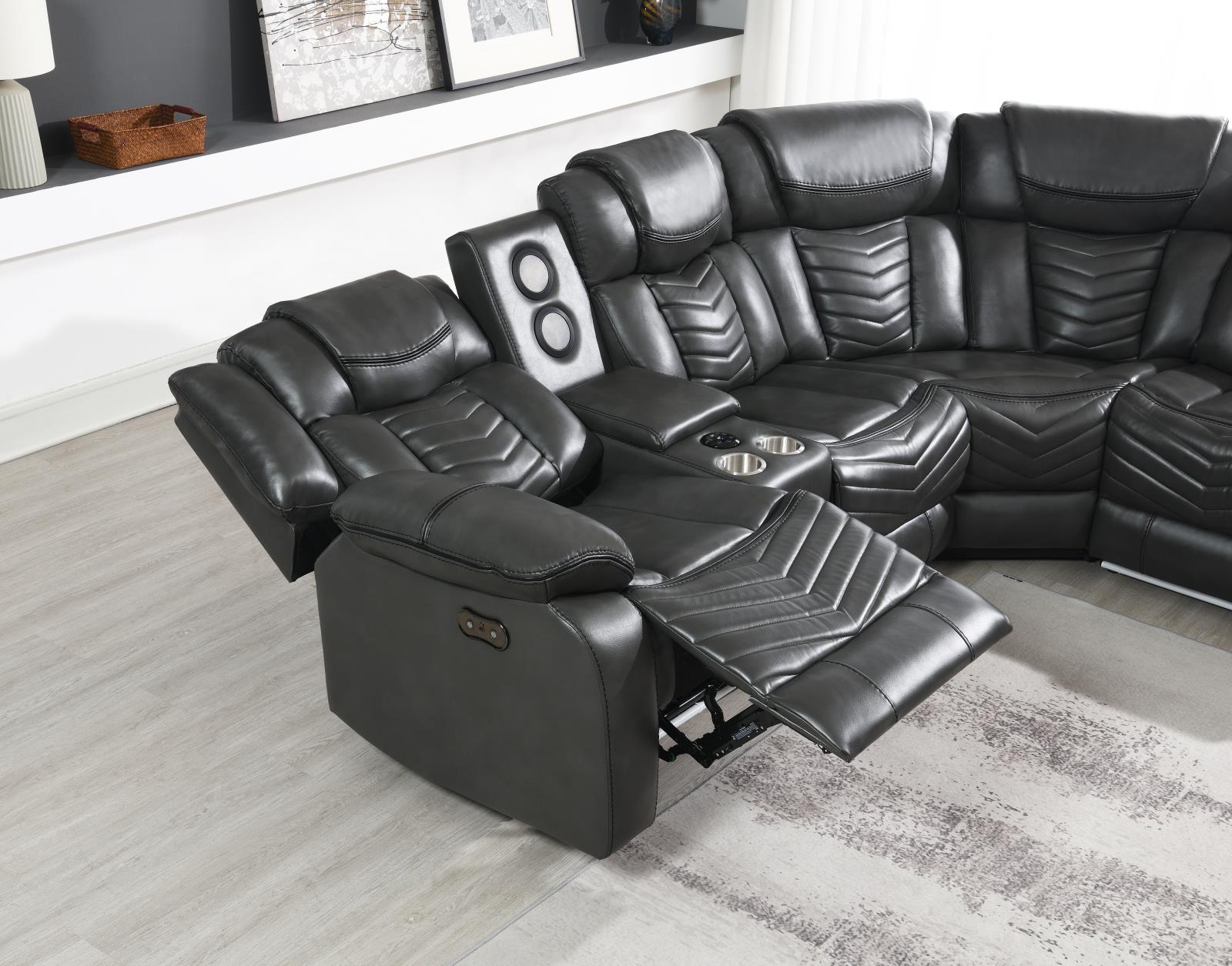 Zenith 3-Piece Gray Power Sectional (S481-Sectional-2) — view 7