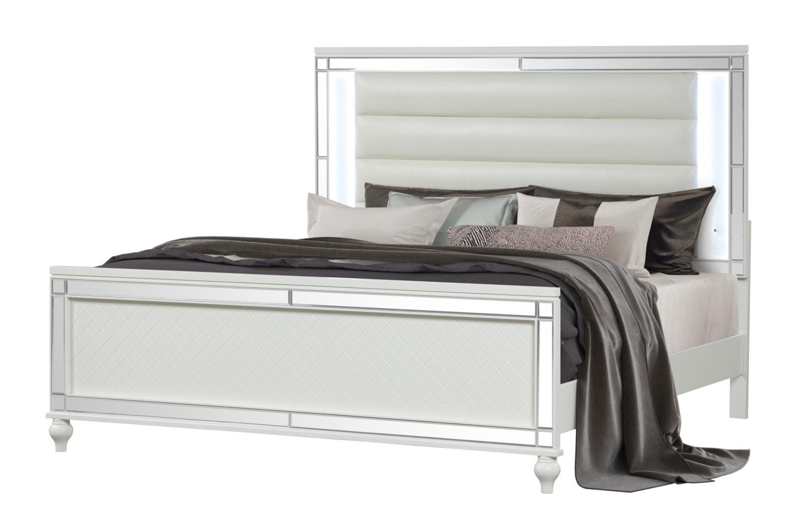 Malibu White King Bed, Dresser & Mirror — view 4