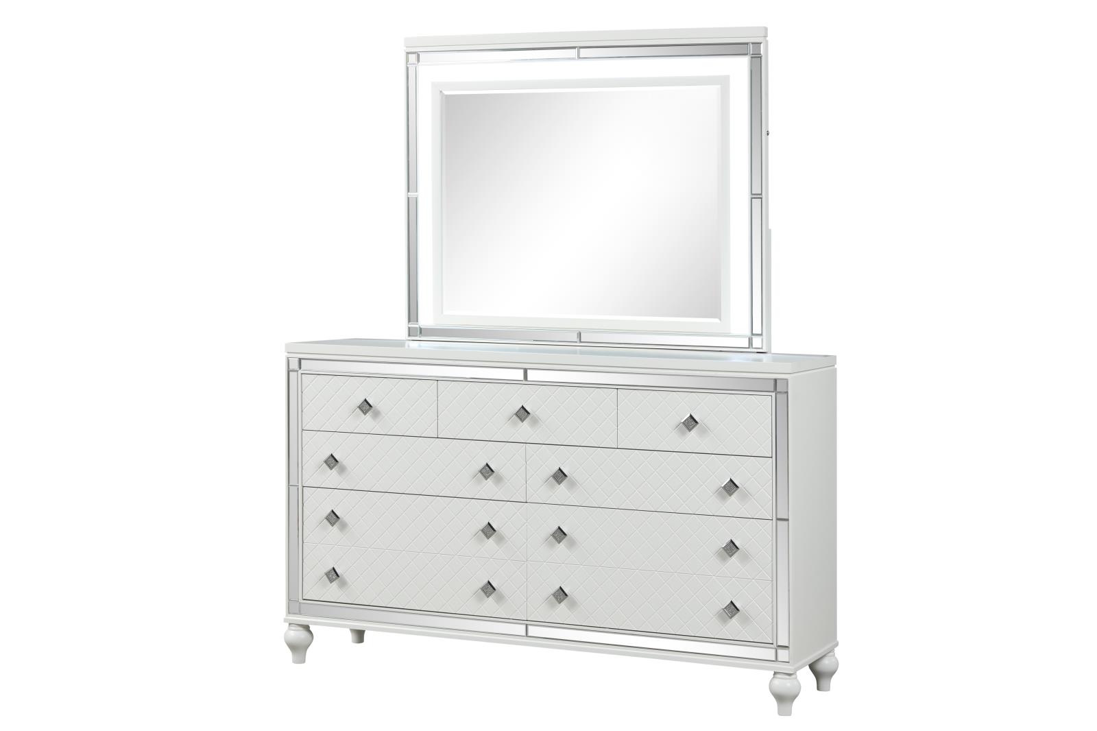 Malibu White King Bed, Dresser & Mirror — view 2