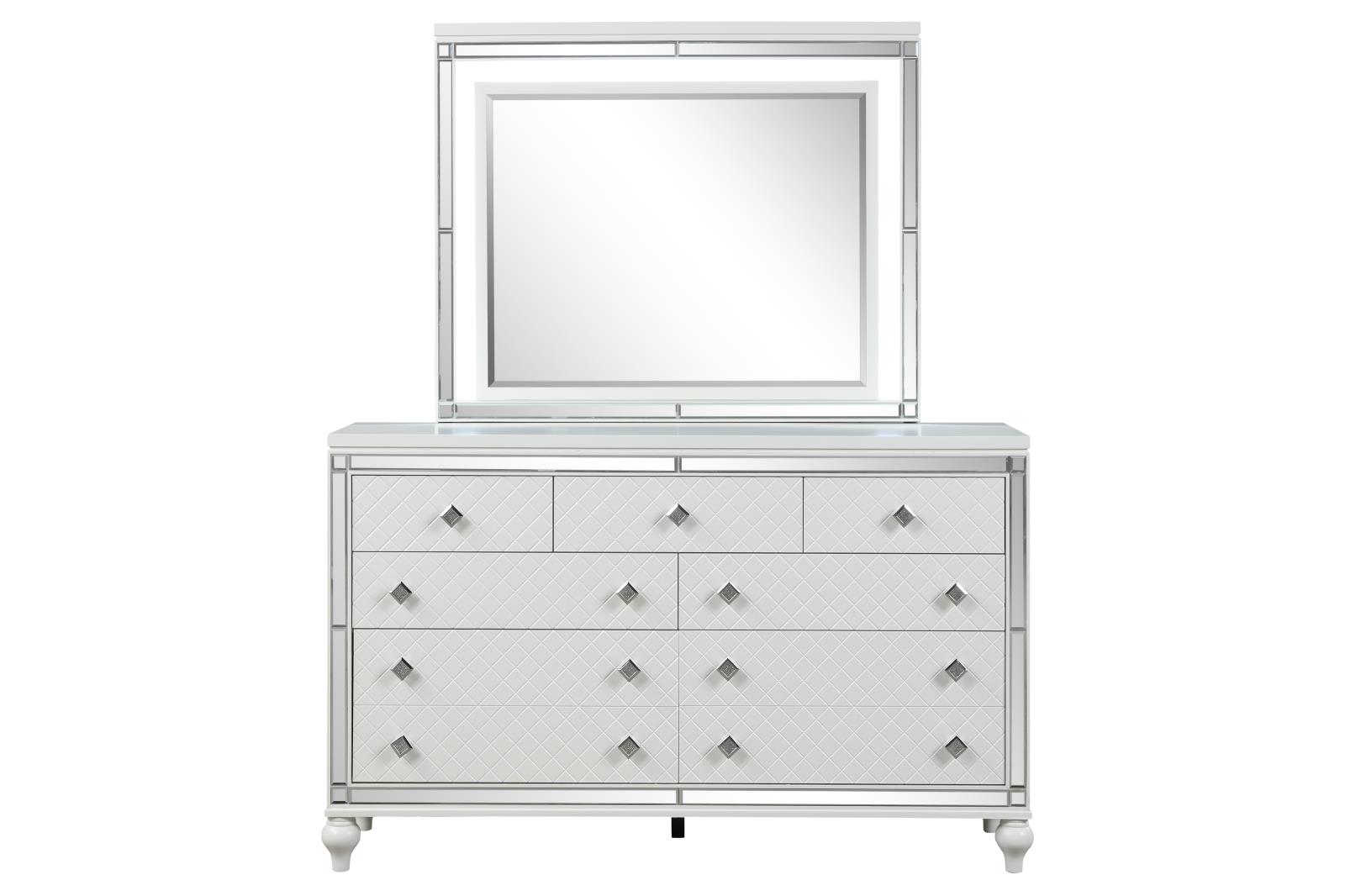 Malibu White King Bed, Dresser & Mirror — view 5