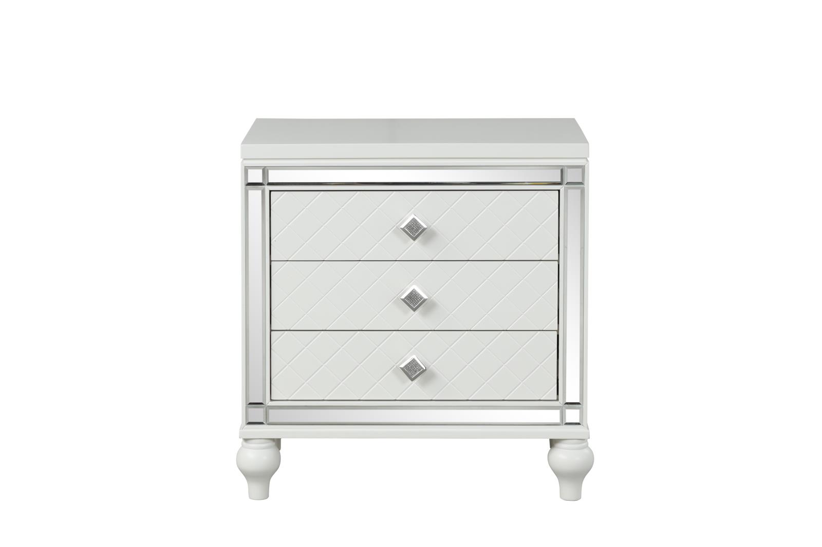 Malibu White 3-Drawer Nightstand — view 2
