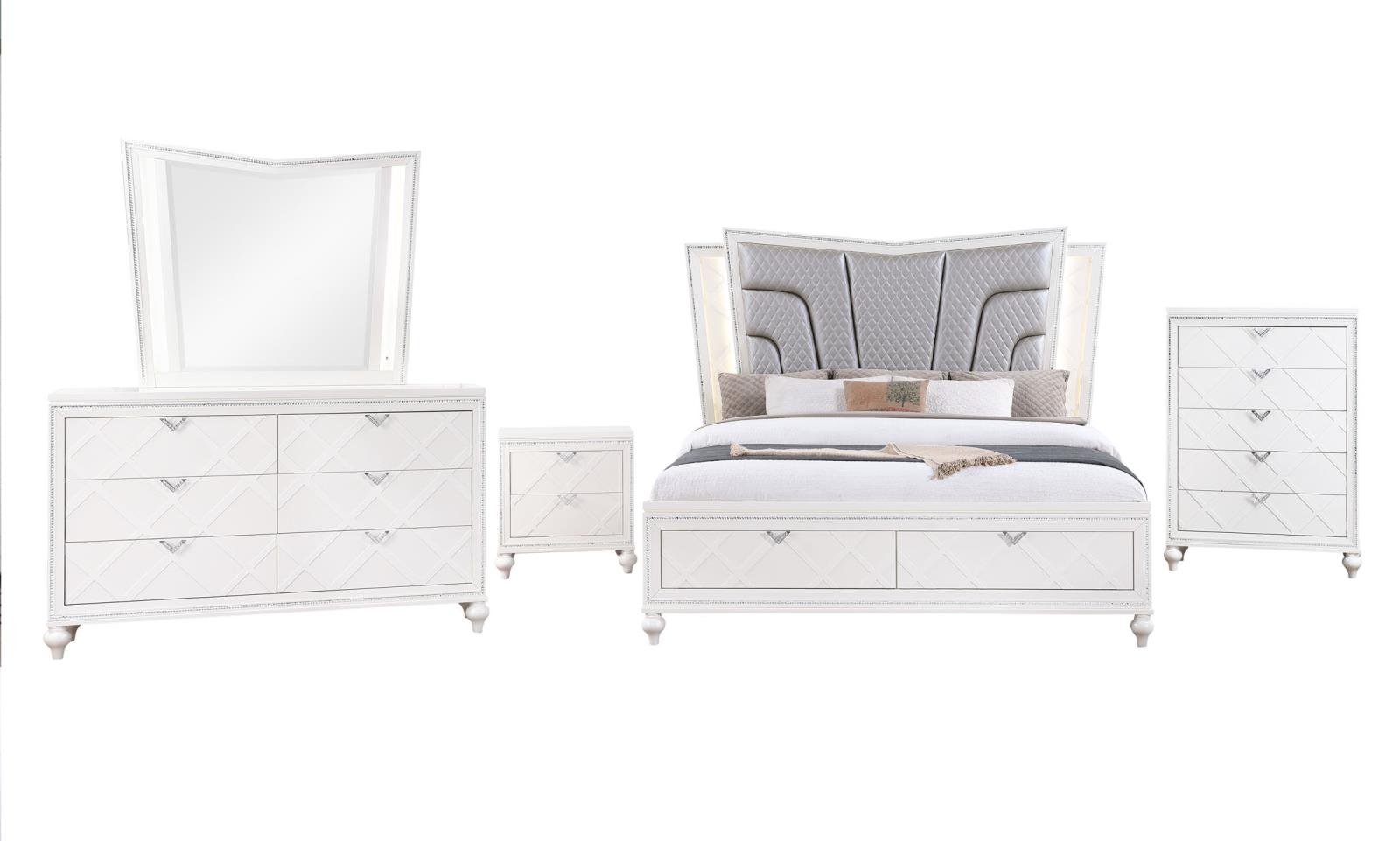 Wallace Cream Queen Bed, Dresser, Mirror & Nightstand — view 8