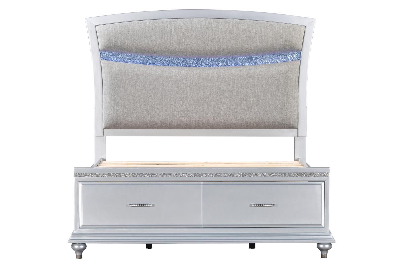 Glamis Silver Stoarge Queen Bed with Upholstered Headboard