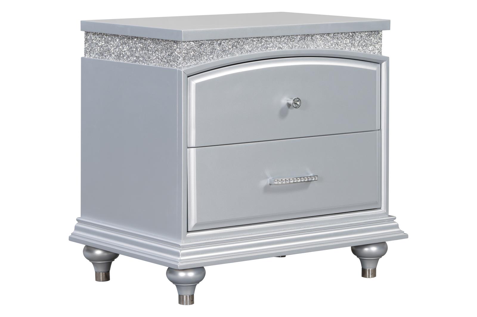 Glamis Silver 2-Drawer Nightstand