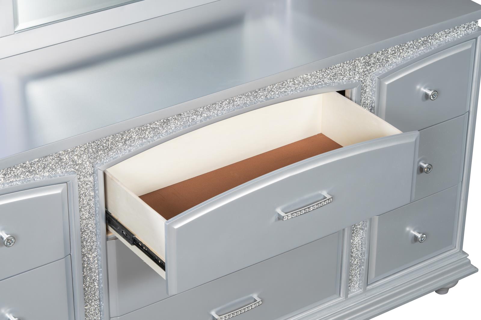 Glamis Silver King Bed, Dresser & Mirror — view 5