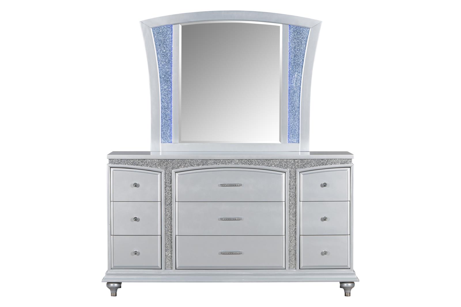 Glamis Silver King Bed, Dresser & Mirror — view 3