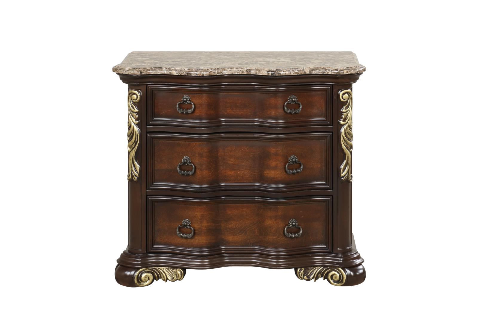 Brooks Marble Top Brown 2-Drawer Nightstand