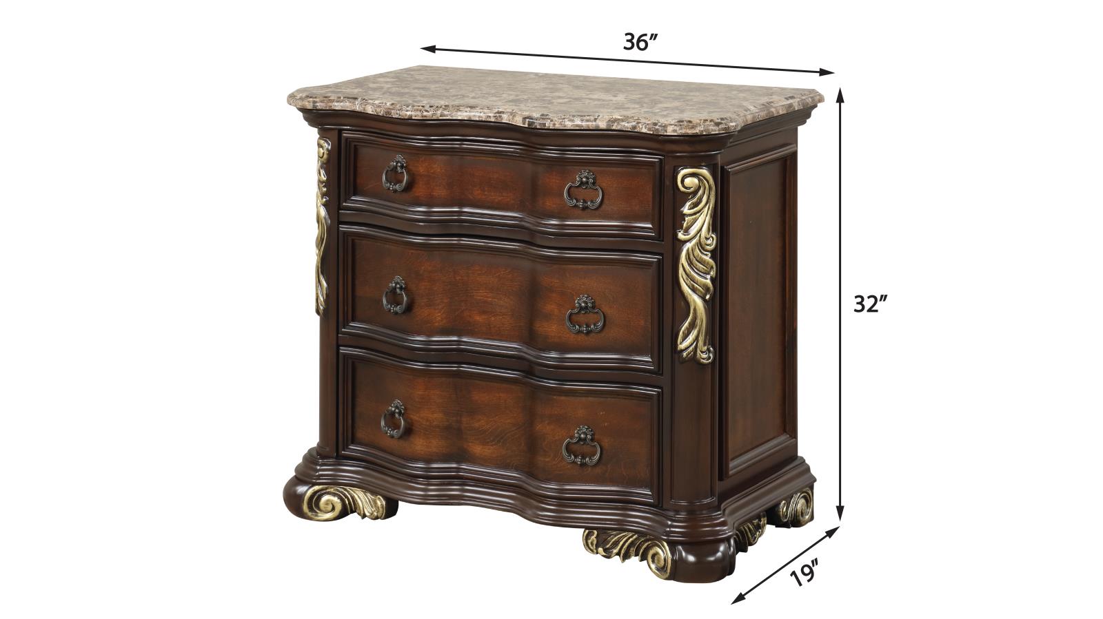 Brooks Marble Top Brown 2-Drawer Nightstand — view 2