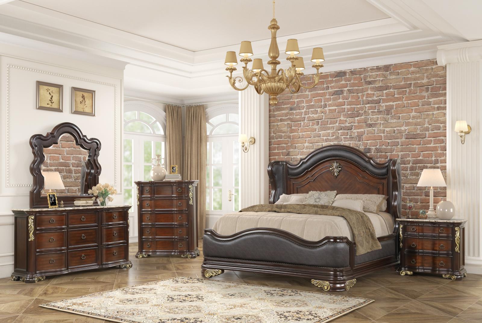 Brooks Brown King Bed, Dresser & Mirror