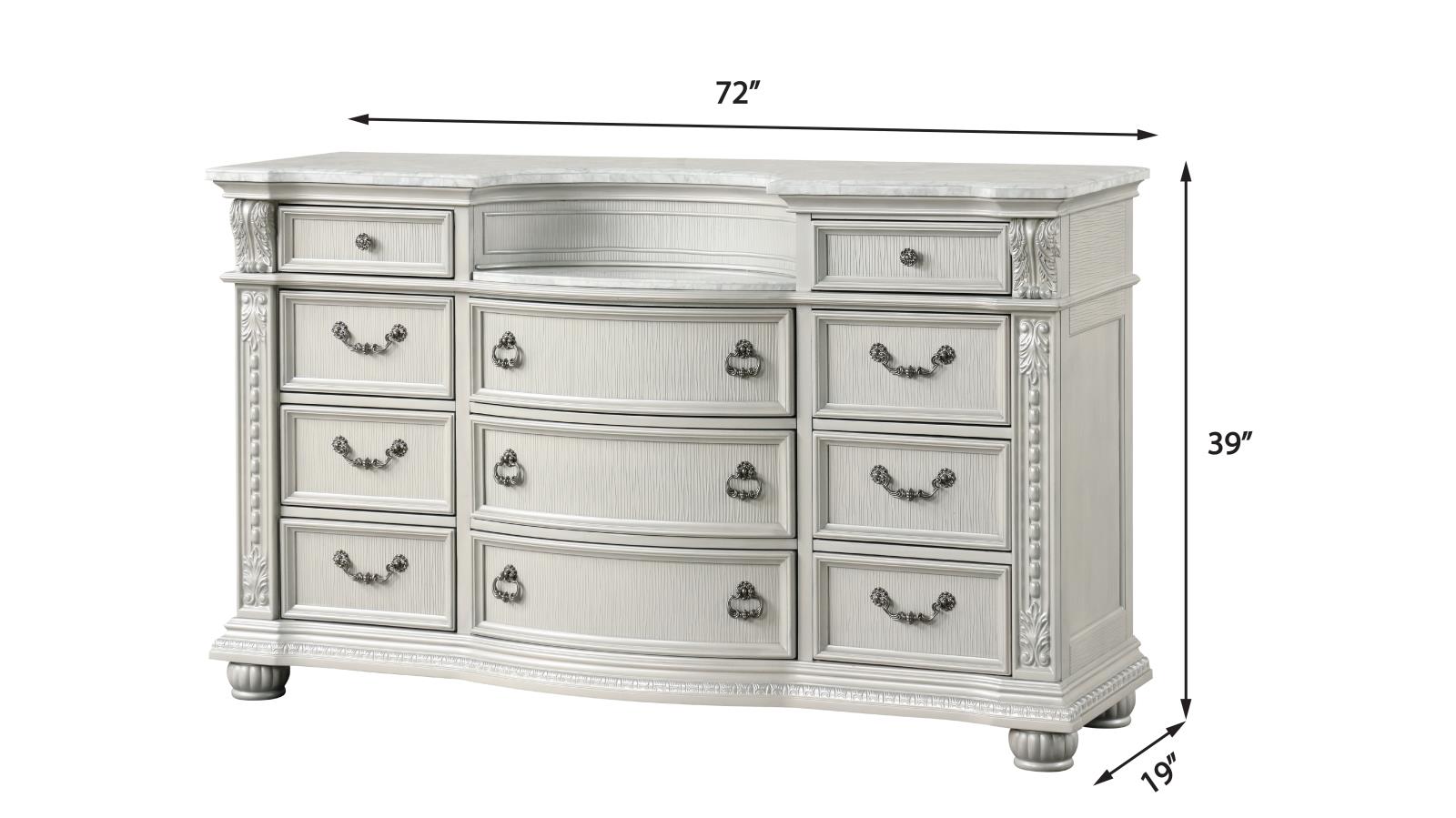 Westin Light Gray 11-Drawer Dresser with Marble Top — view 2