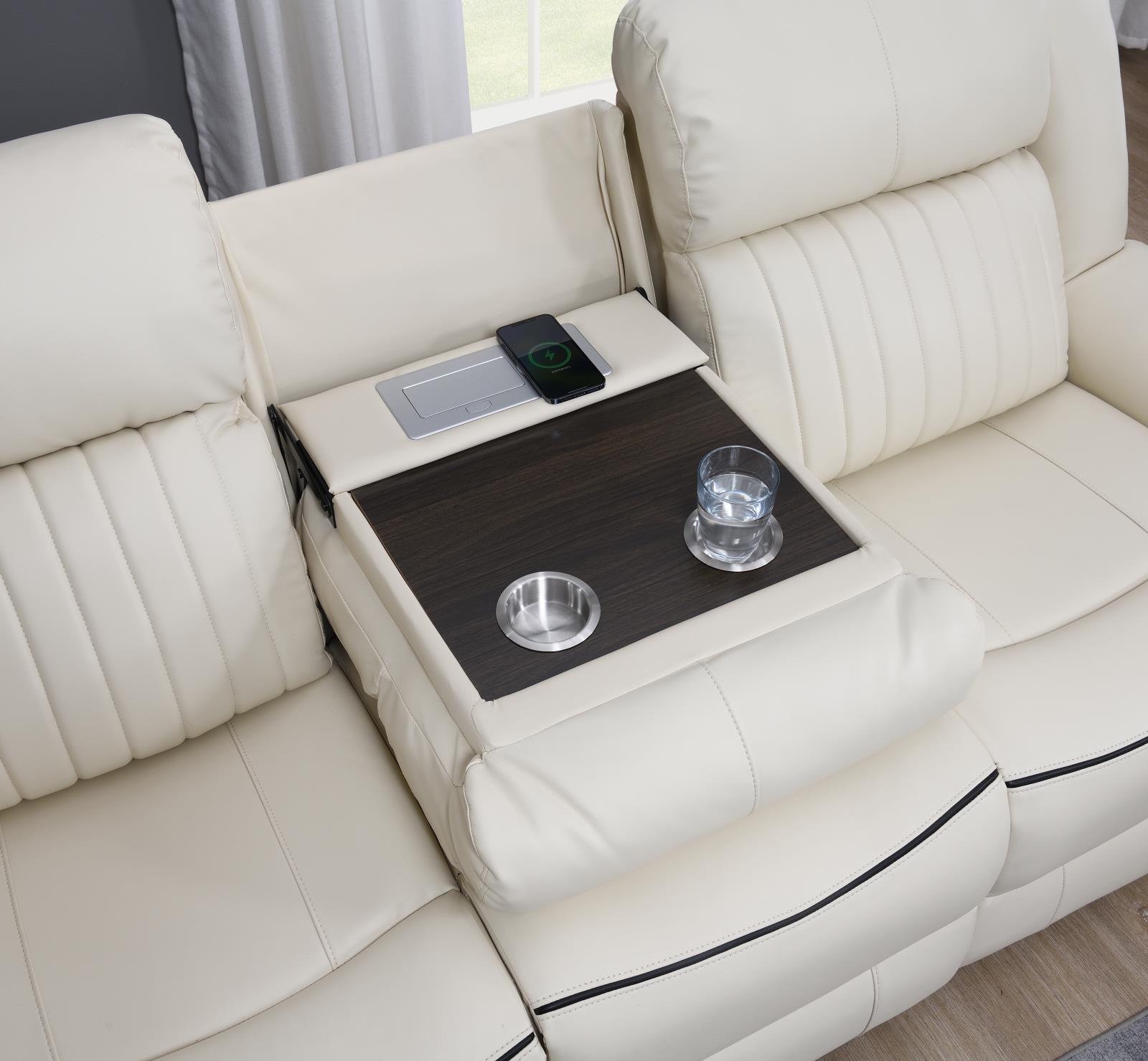 Everest Beige Power Recliner with USB Charger — view 3