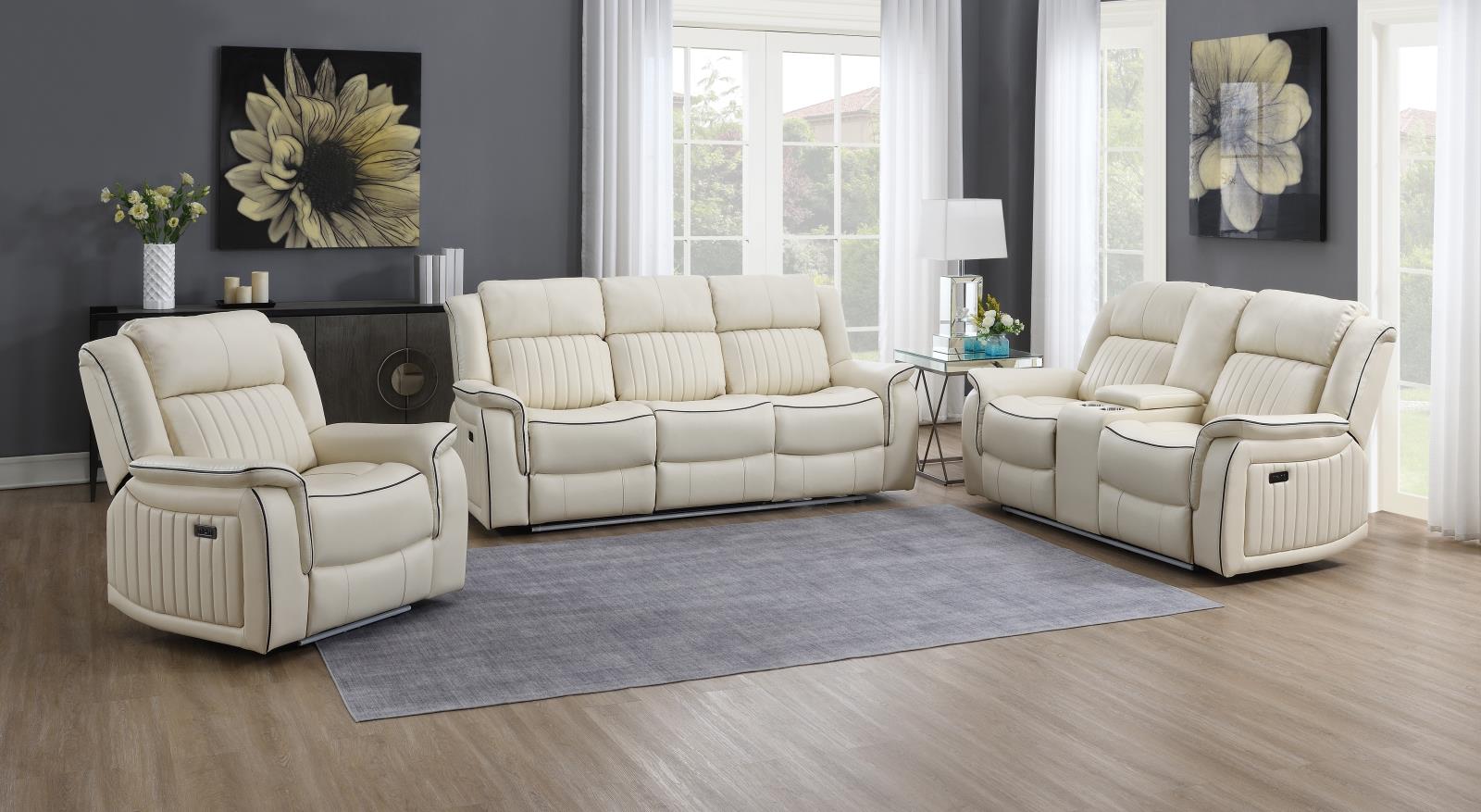 Everest Beige Power Recliner with USB Charger
