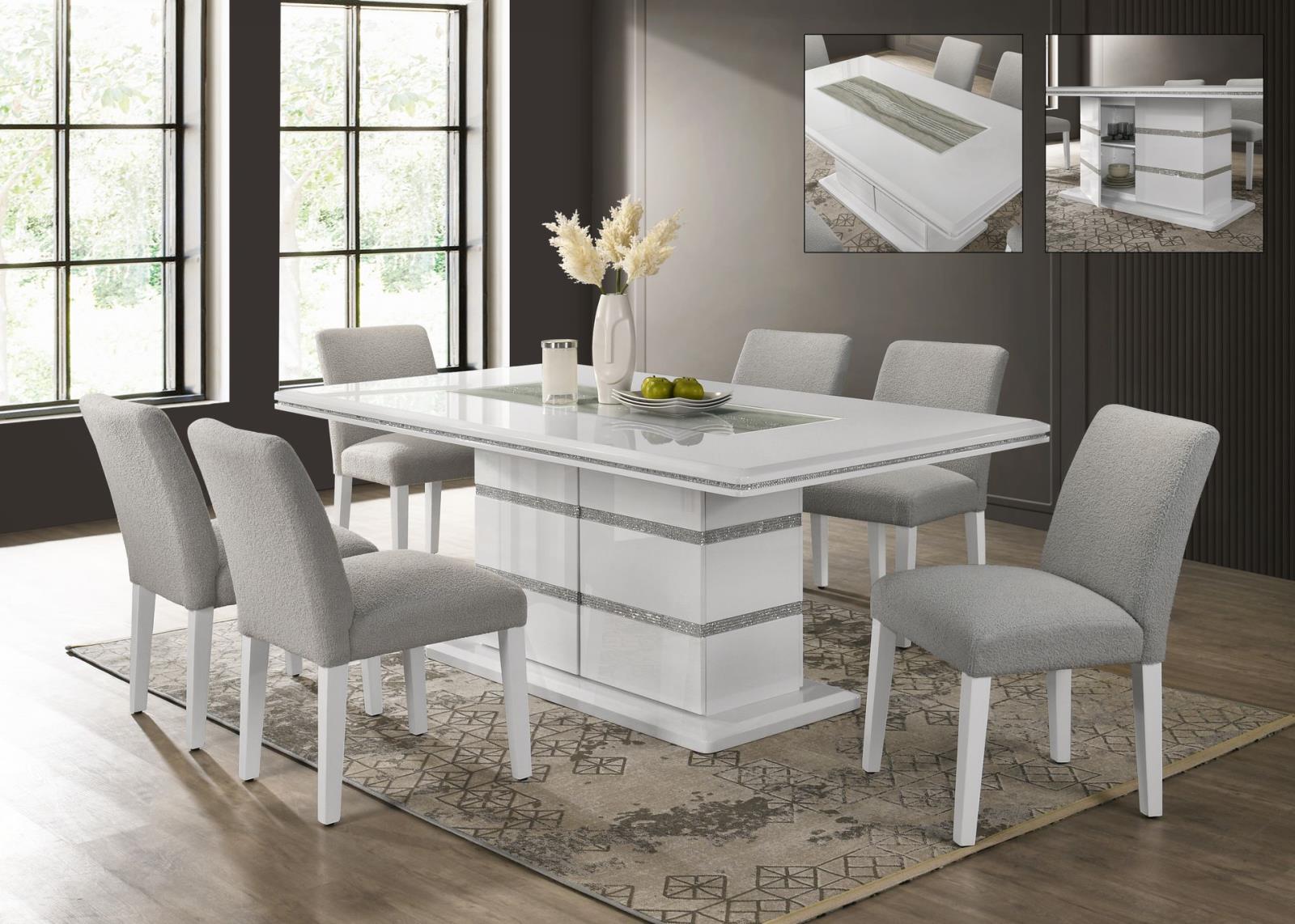 Lucia White & Gray 7-Piece Dining Set
