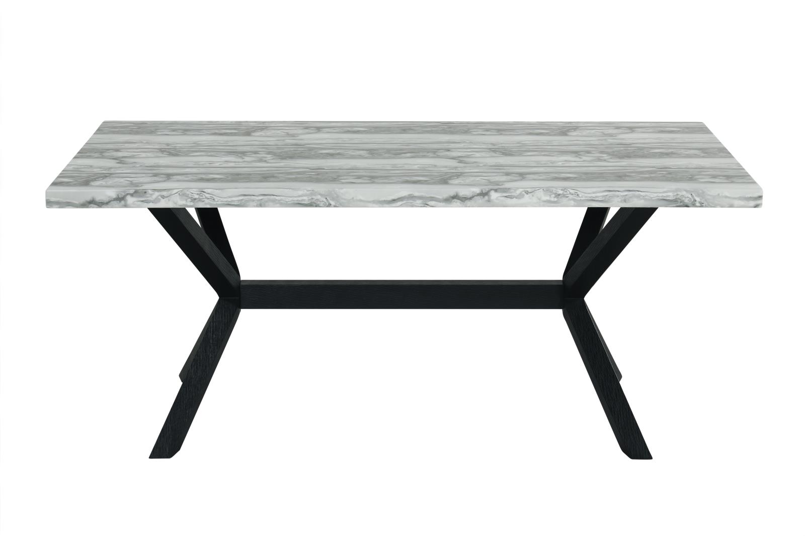 Carmen Black & White Rectangular Shape Dining Table with Faux Marble Top