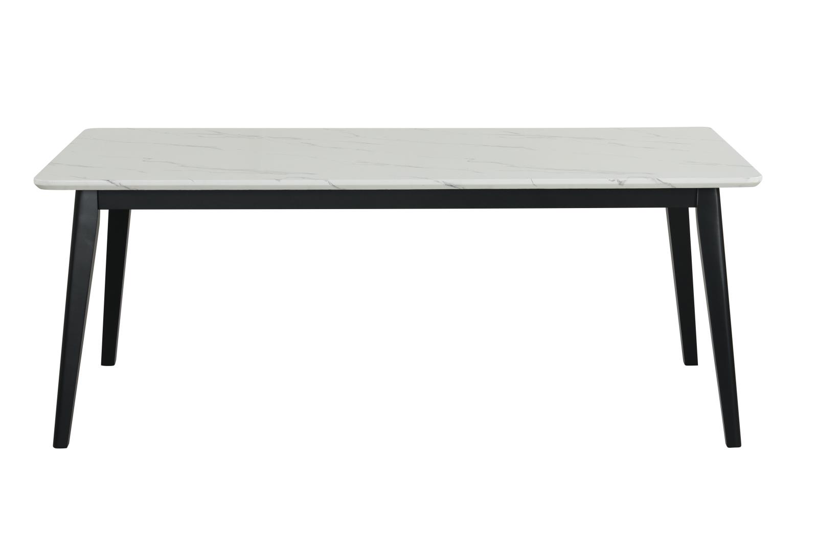 Tina White Rectangular Shape Dining Table with Faux Marble Top