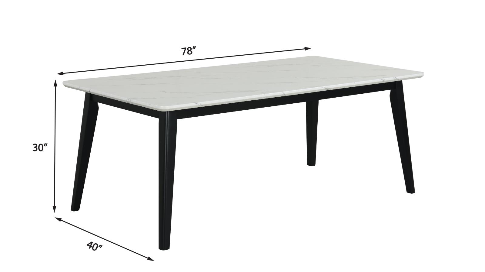 Tina White Rectangular Shape Dining Table with Faux Marble Top — view 2