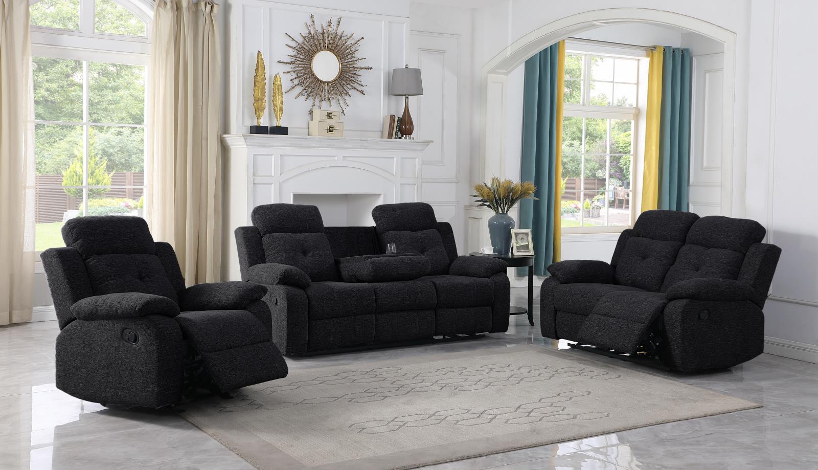 Bellinda Black Manual Recliner with Pillow-Top Armrest