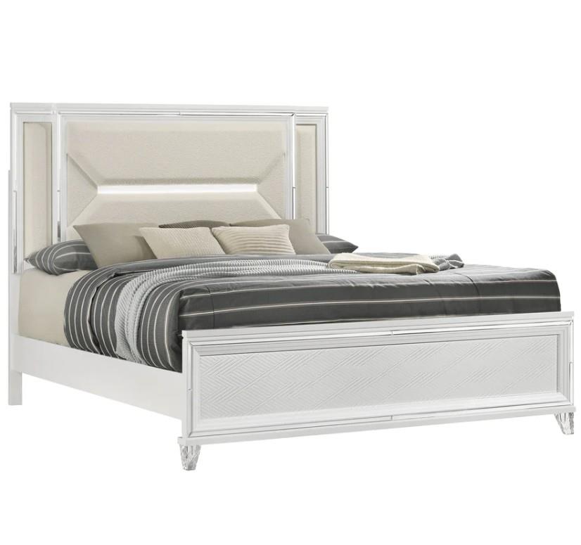 Lazare White King Bed, Dresser & Mirror — view 2