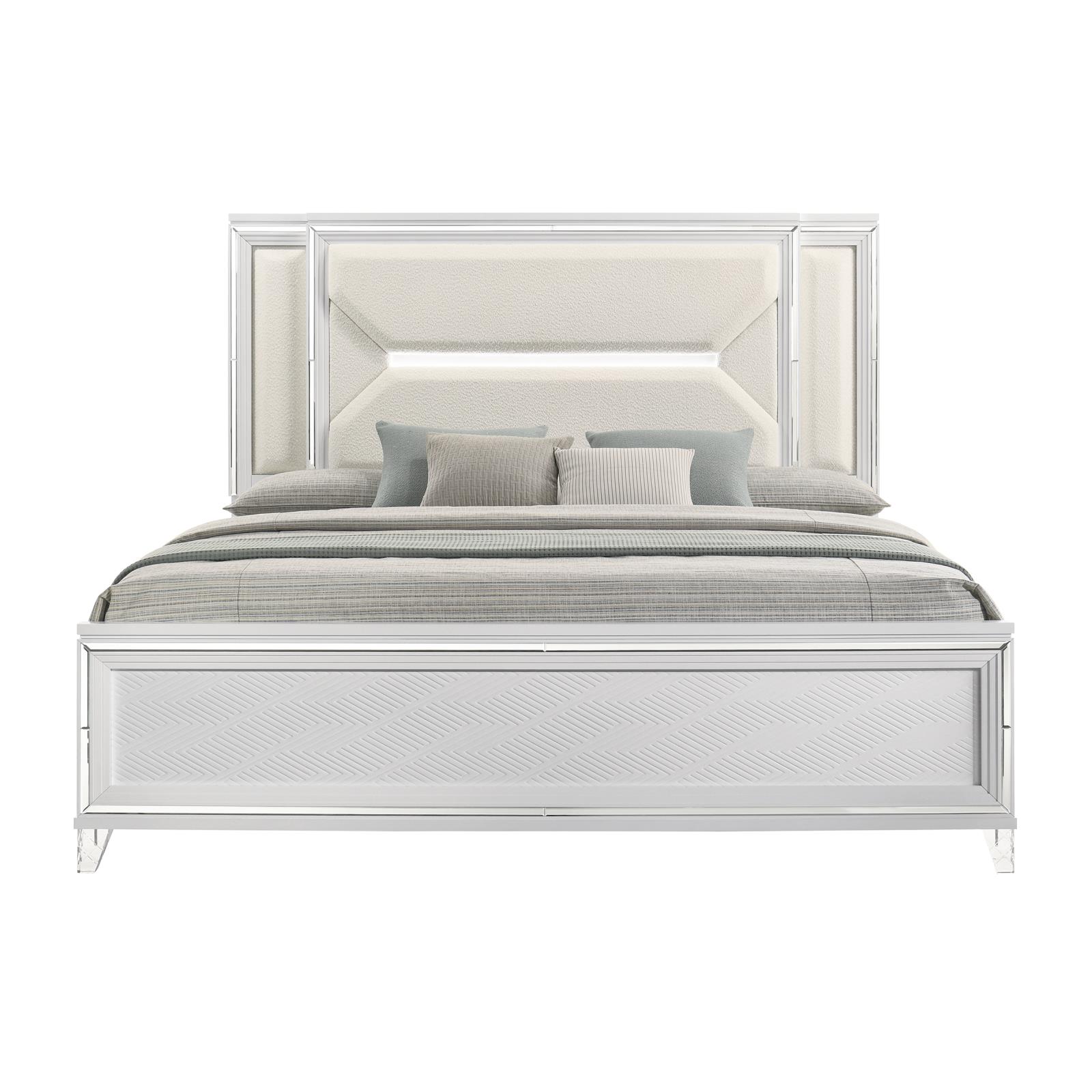 Lazare White King Bed, Dresser & Mirror — view 6