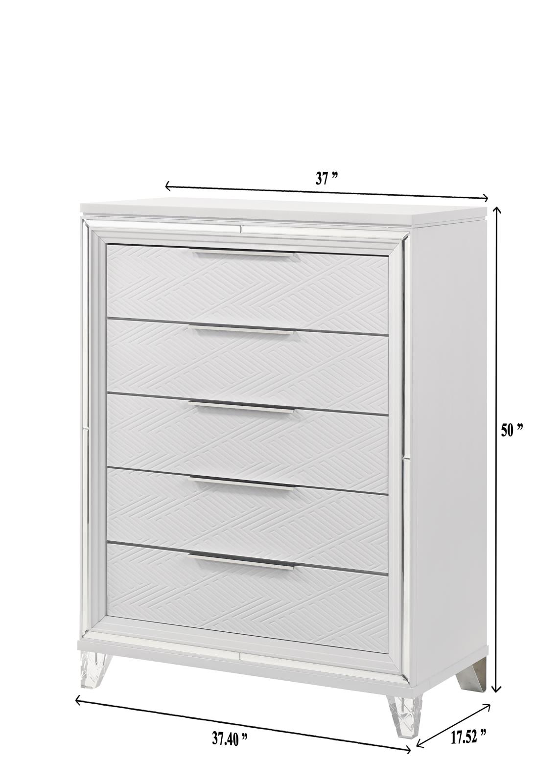 Lazare White King Bed, Dresser, Mirror, Chest & Nightstand — view 6