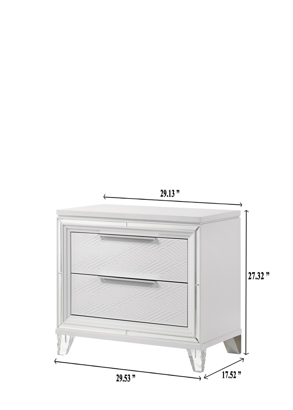 Lazare White 2-Drawer Nightstand