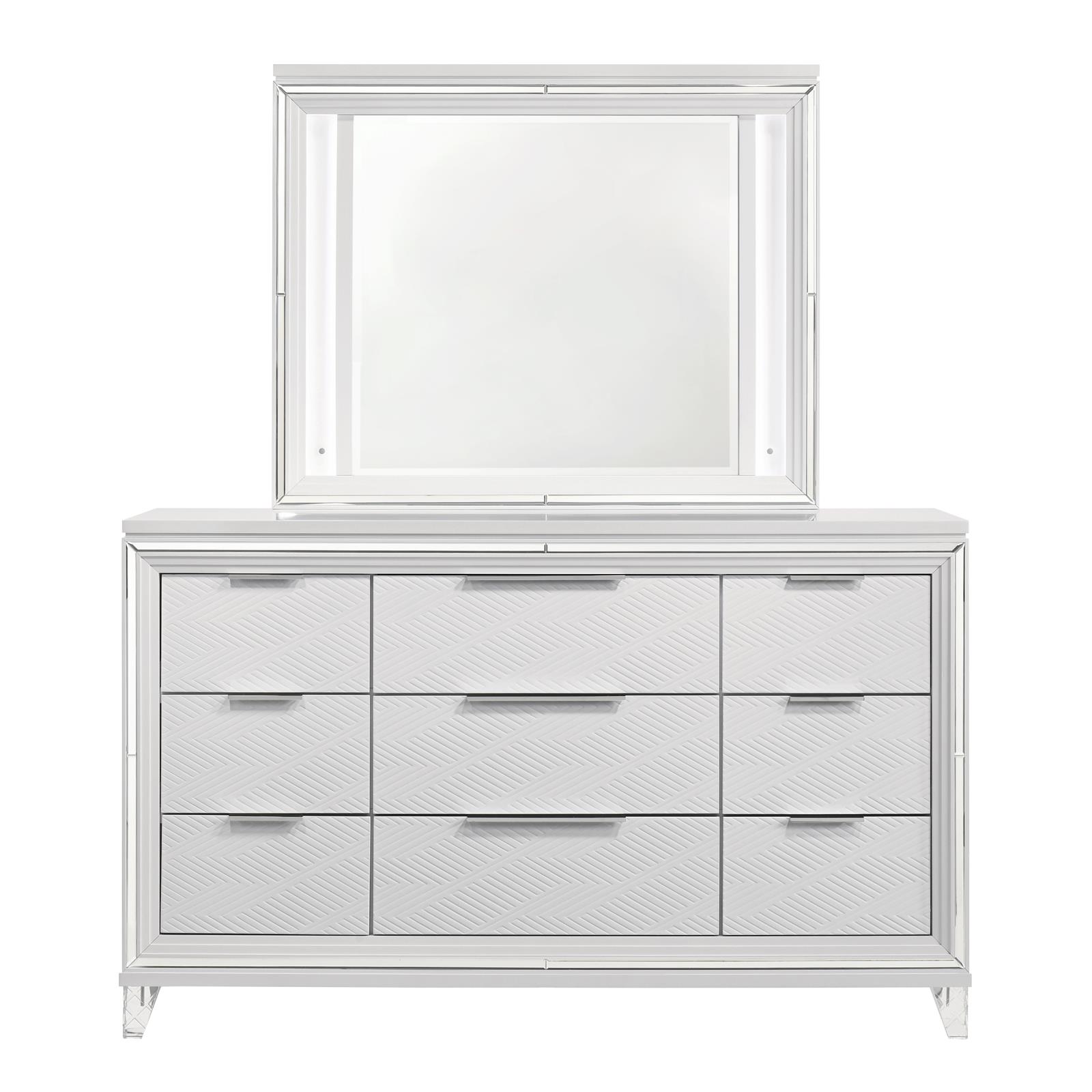 Lazare White King Bed, Dresser & Mirror — view 4