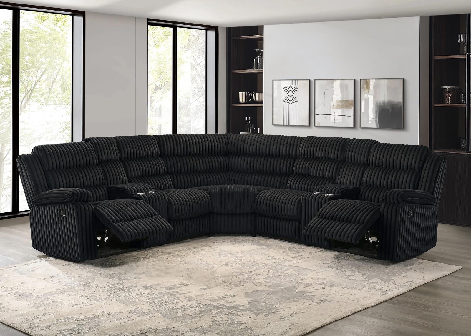 Nexus Black Manual Recliner Sectional