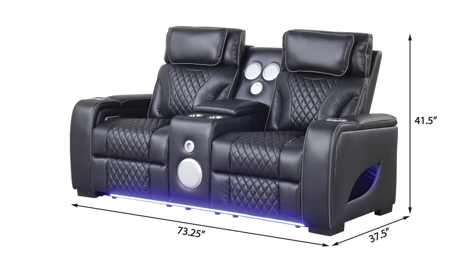 Rock Star Black Power Reclining Sofa & Loveseat with Power Headrest — view 6