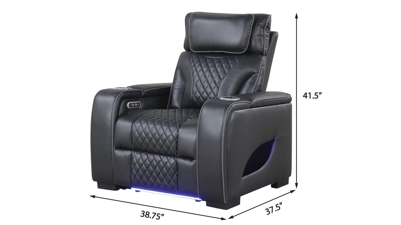 Rock Star Black Power Reclining Sofa, Loveseat & Recliner — view 7