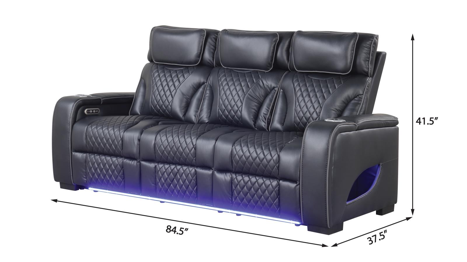 Rock Star Black Power Reclining Sofa & Loveseat with Power Headrest — view 7