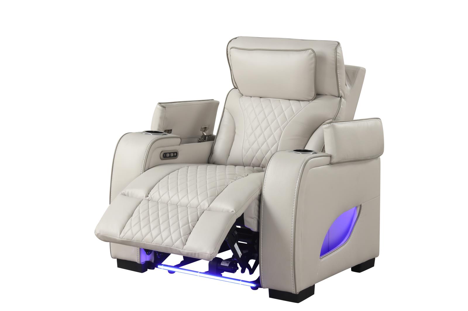 Rock Star Gray Power Recliner with Power Headrest — view 2
