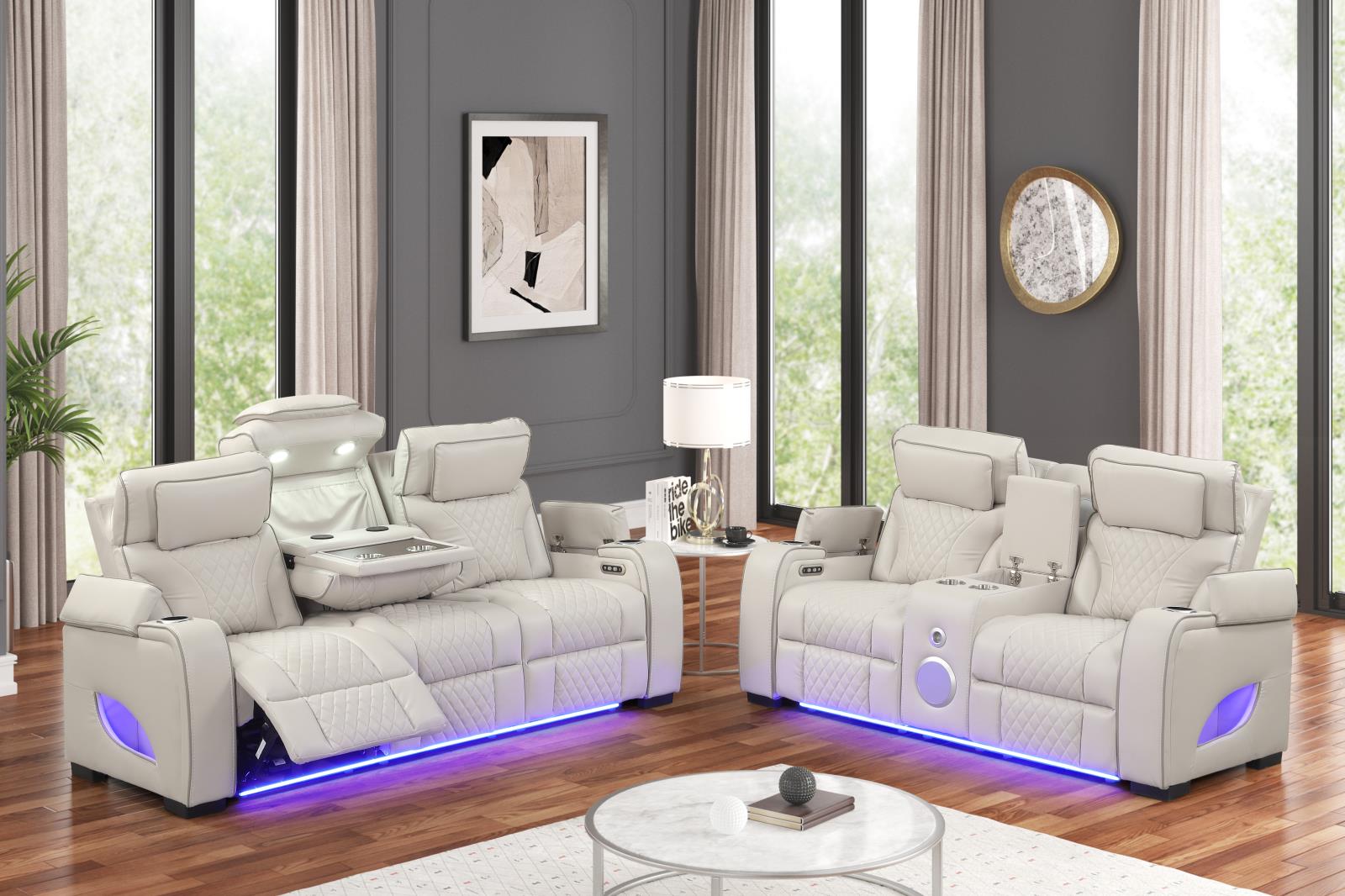 Rock Star Gray Power Recliner Loveseat with Power Headrest — view 4