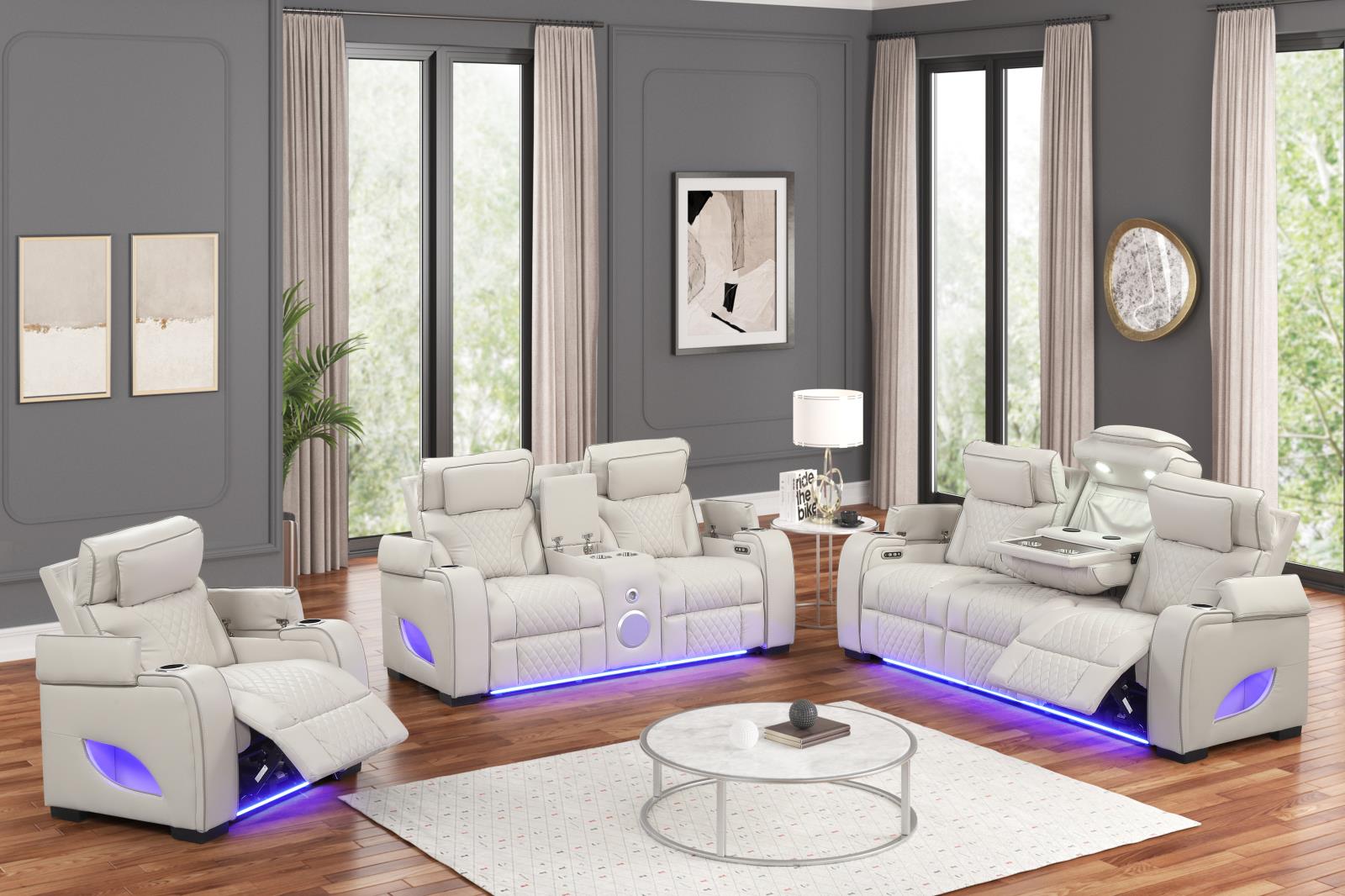 Rock Star Gray Power Reclining Sofa, Loveseat & Recliner