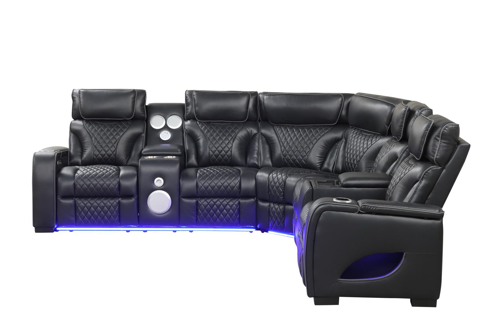 Rock Star Black Power Recliner Sectional with Power Headrest