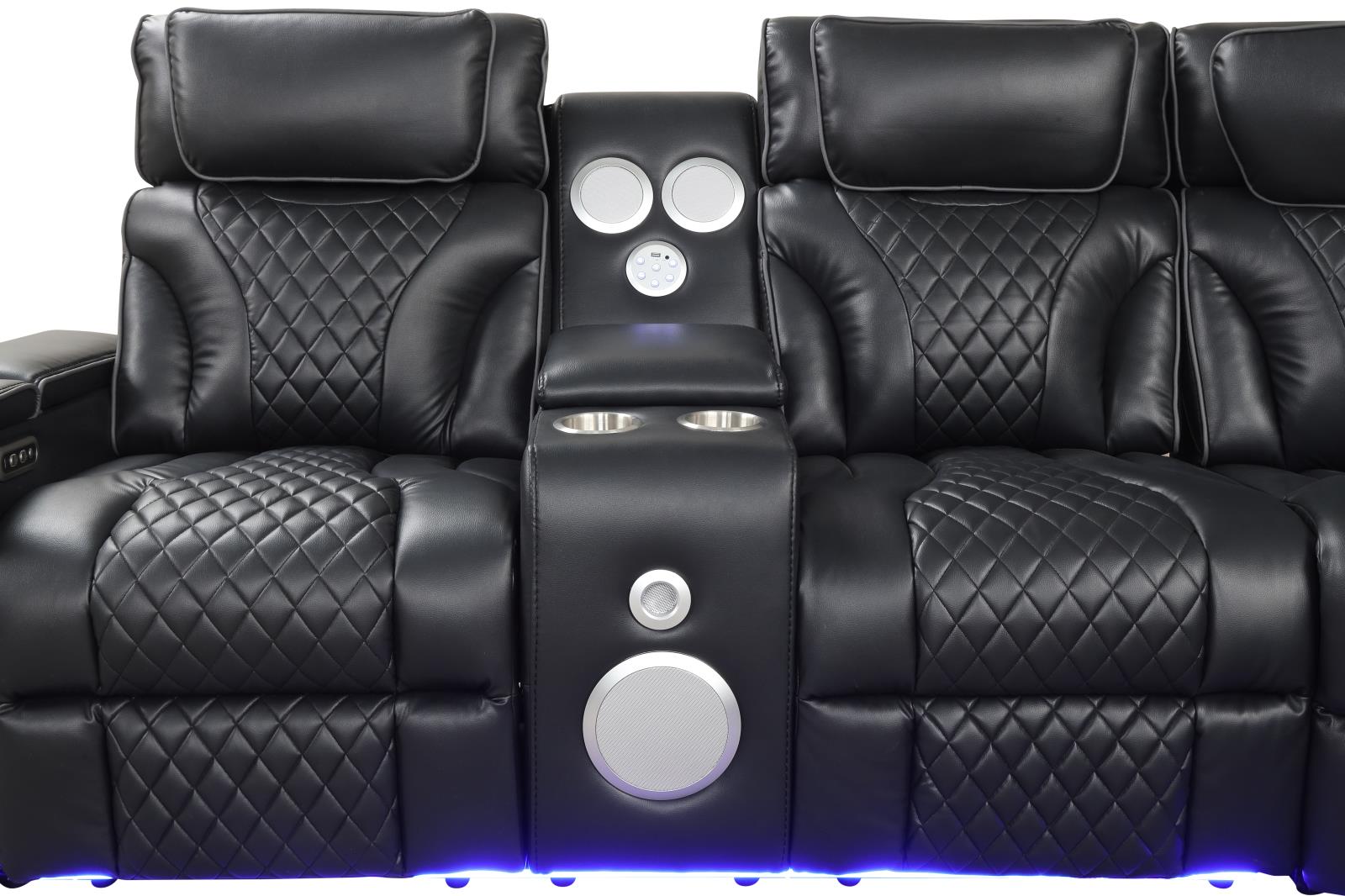 Rock Star Black Power Recliner Sectional with Power Headrest — view 3