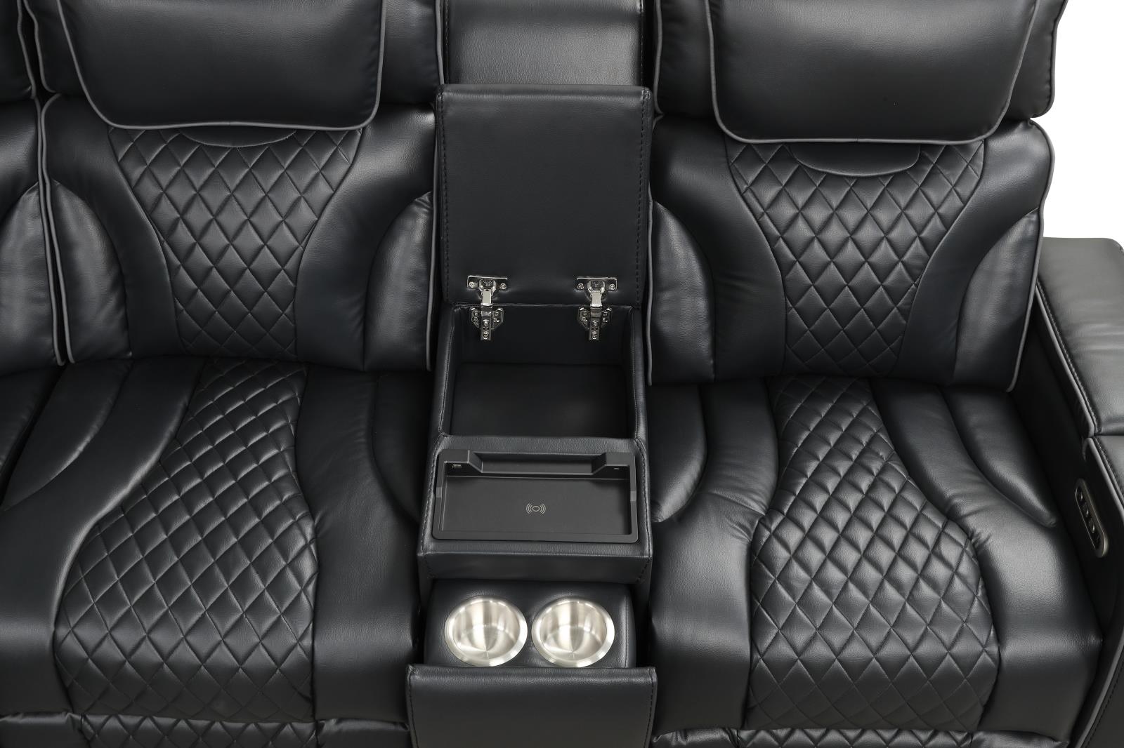 Rock Star Black Power Recliner Sectional with Power Headrest — view 4