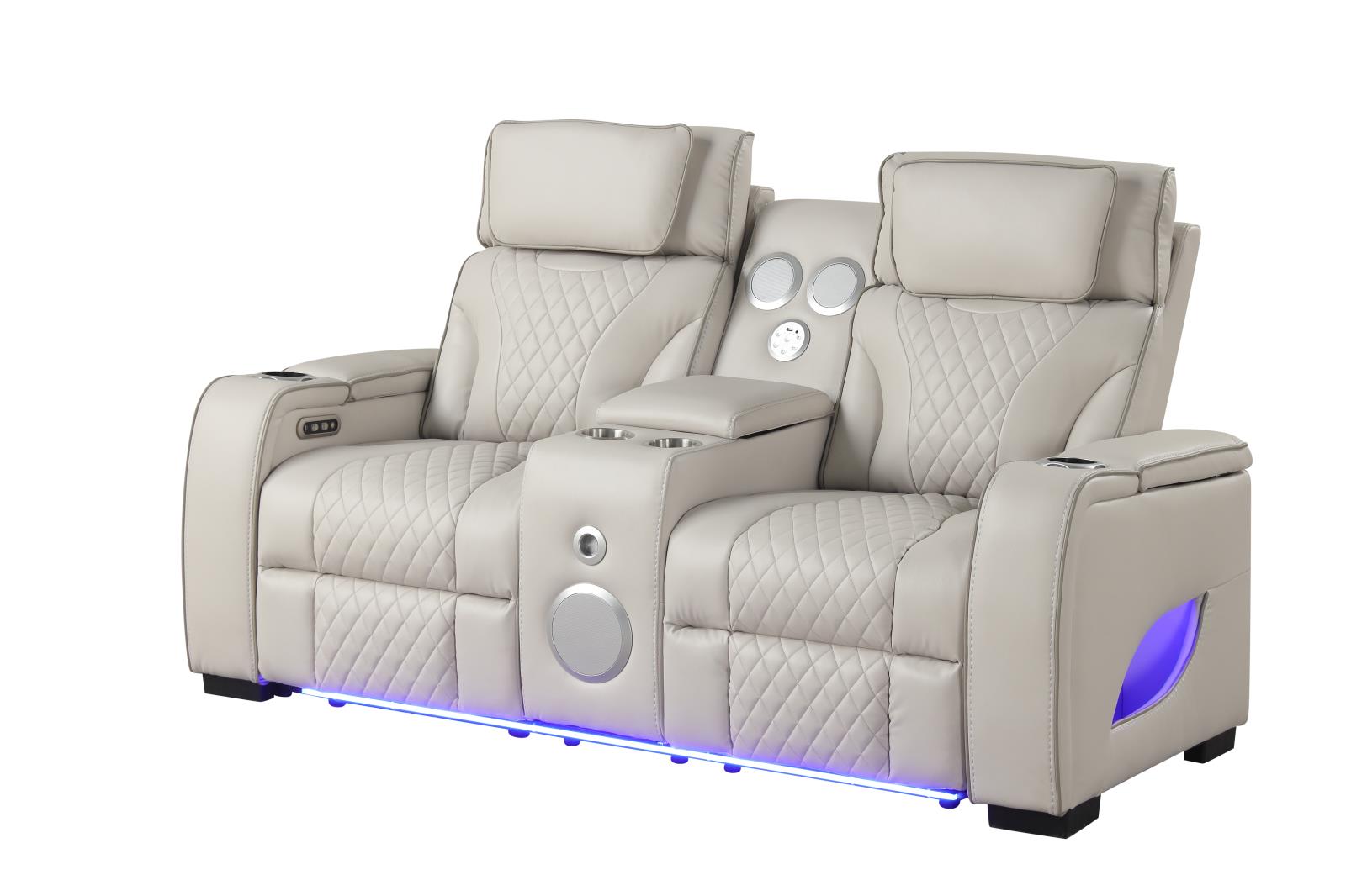 Rock Star Gray Power Recliner Loveseat with Power Headrest