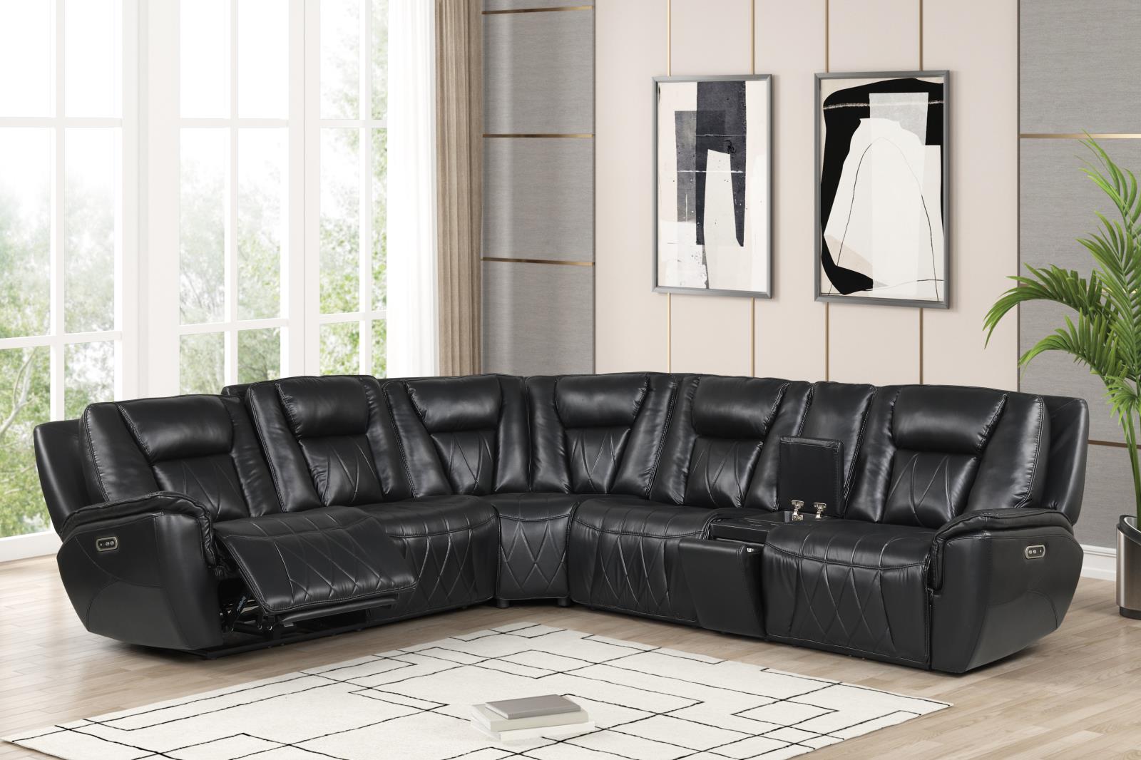 Apex Black Power Recliner Sectional with Power Headrest — view 2