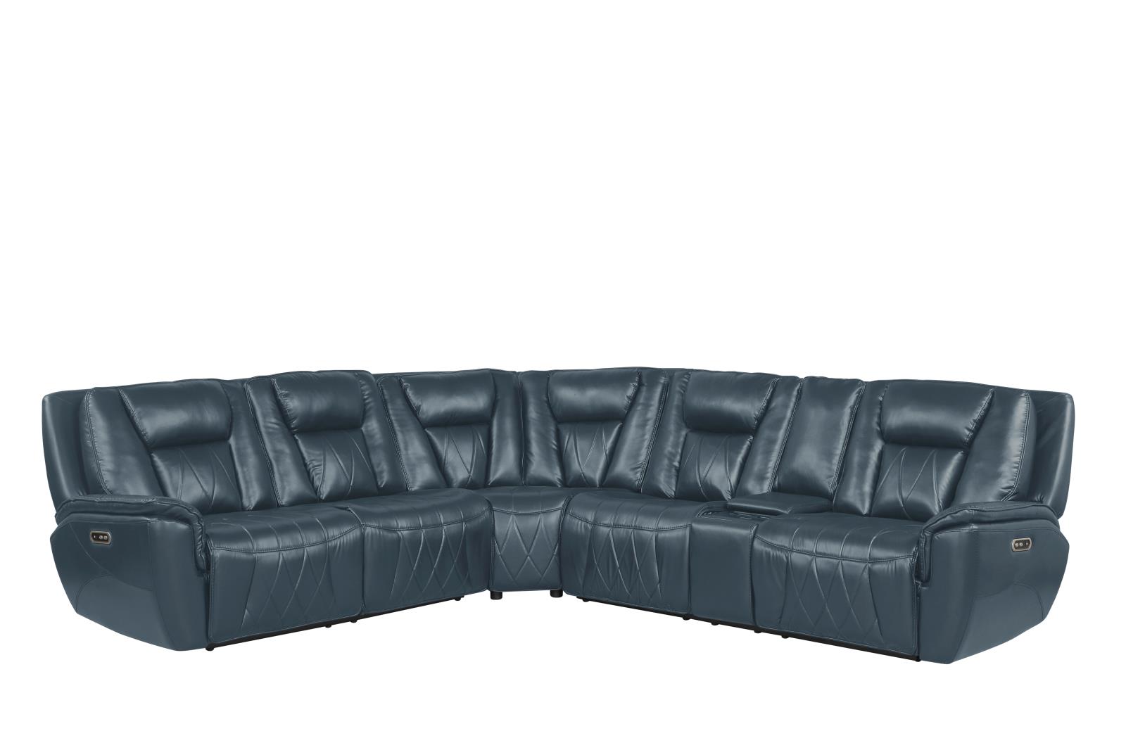 Apex Blue Power Recliner Sectional with Power Headrest