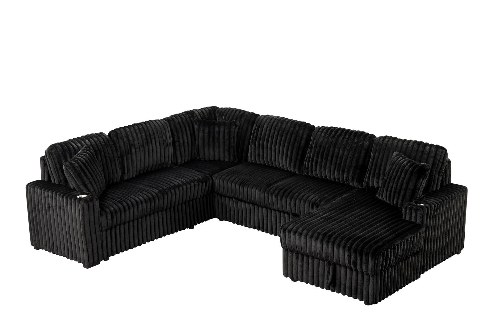 Prism 3-Piece Black Sectional with Pull-Out Sleeper — view 4