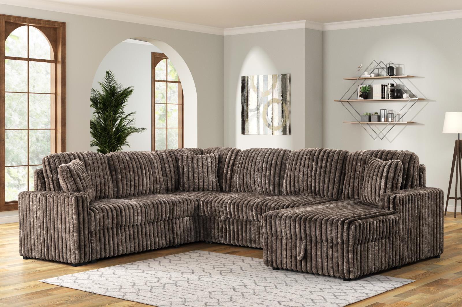 Prism 3-Piece Mixed Brown Sectional with Pull-Out Sleeper — view 4