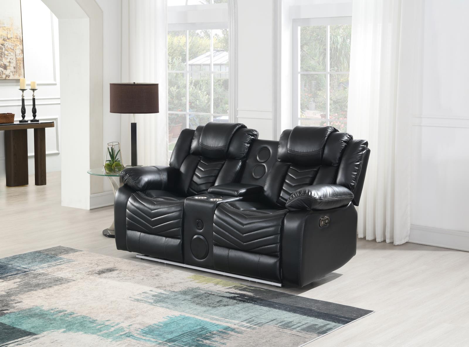 Cassio Black Color Sofa & Loveseat — view 3