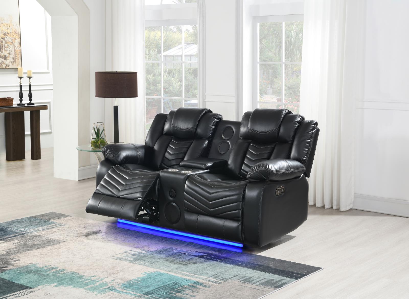 Cassio Black Color Sofa & Loveseat — view 5