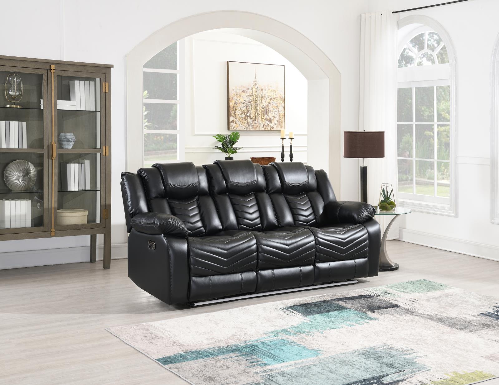 Cassio Black Color Sofa & Loveseat — view 4
