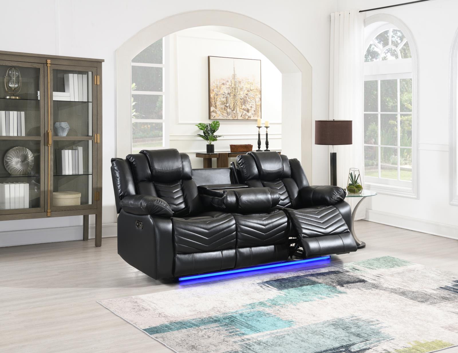 Cassio Black Color Sofa & Loveseat — view 6