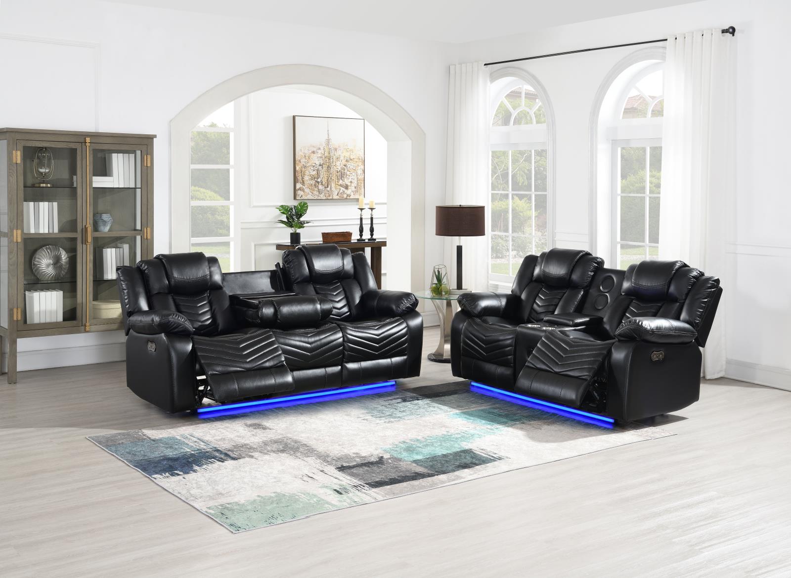 Cassio Black Color Sofa & Loveseat — view 2