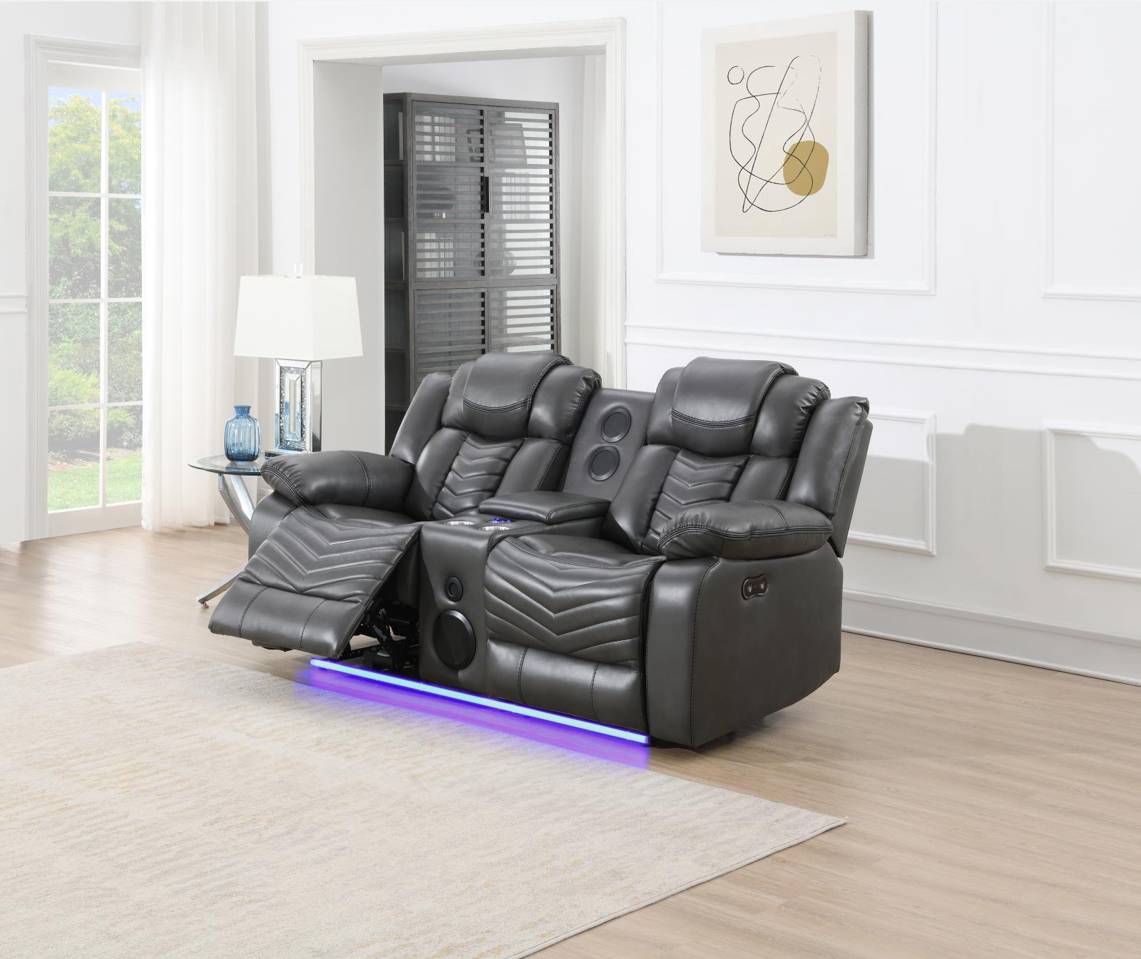 Cassio Gray Color Sofa, Loveseat & Recliner — view 7